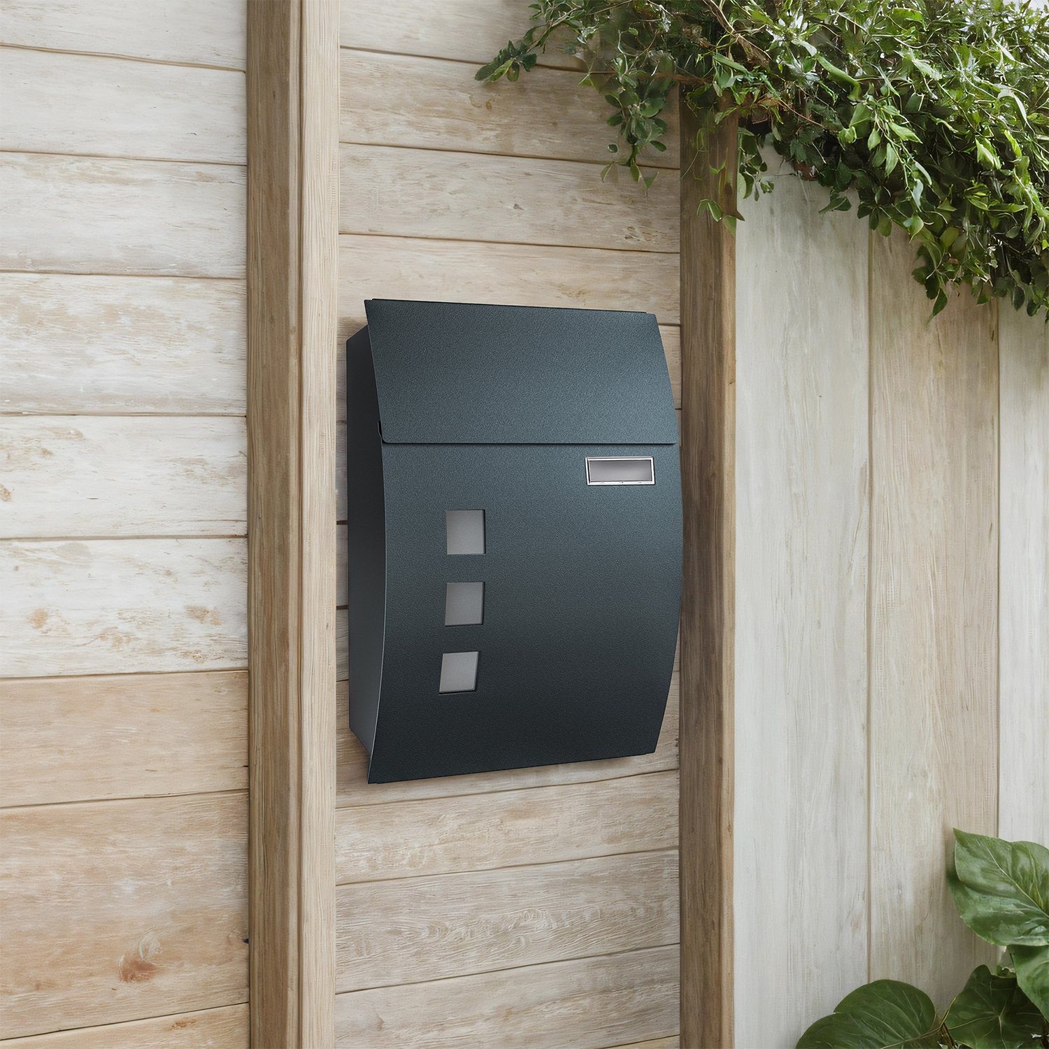 Mailbox, Letter Box with Viewing Windows, Nameplate