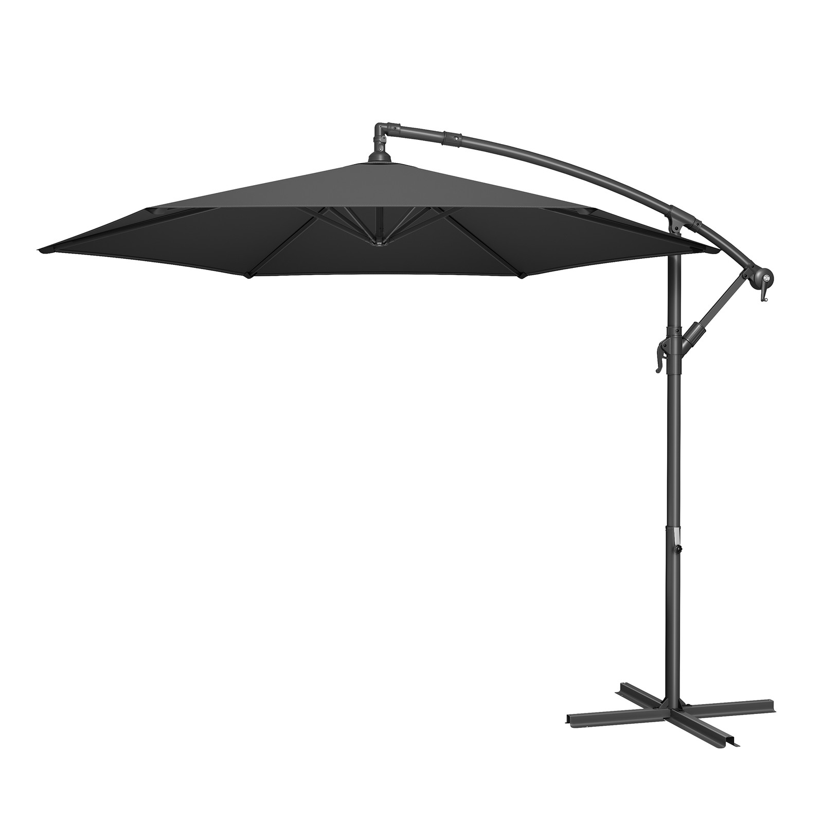 Patio Parasol, 3 m Cantilever Garden Umbrella with Base, Offset Banana Umbrella with Tilt