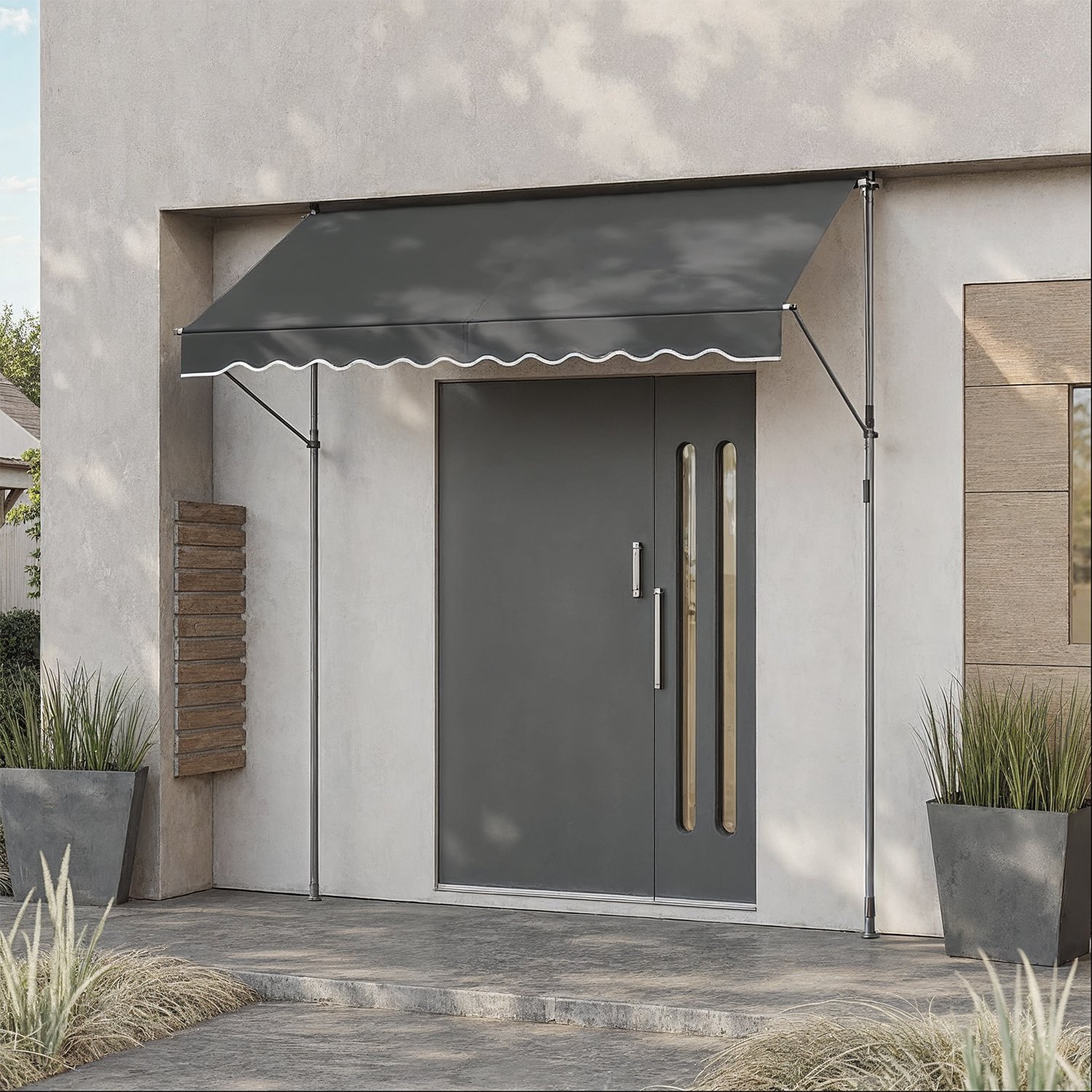 Retractable Awning, Manual Retractable Sunshade, Height-Adjustable with Crank