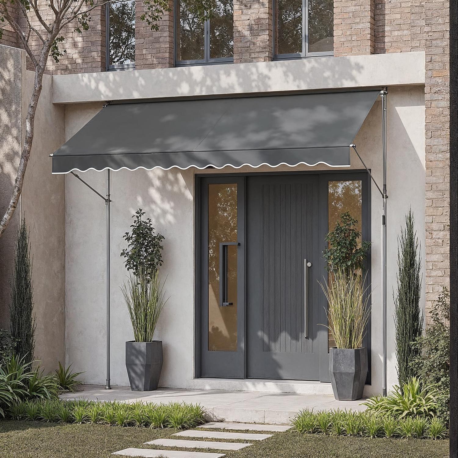 Retractable Awning, Manual Retractable Sunshade, Height-Adjustable with Crank