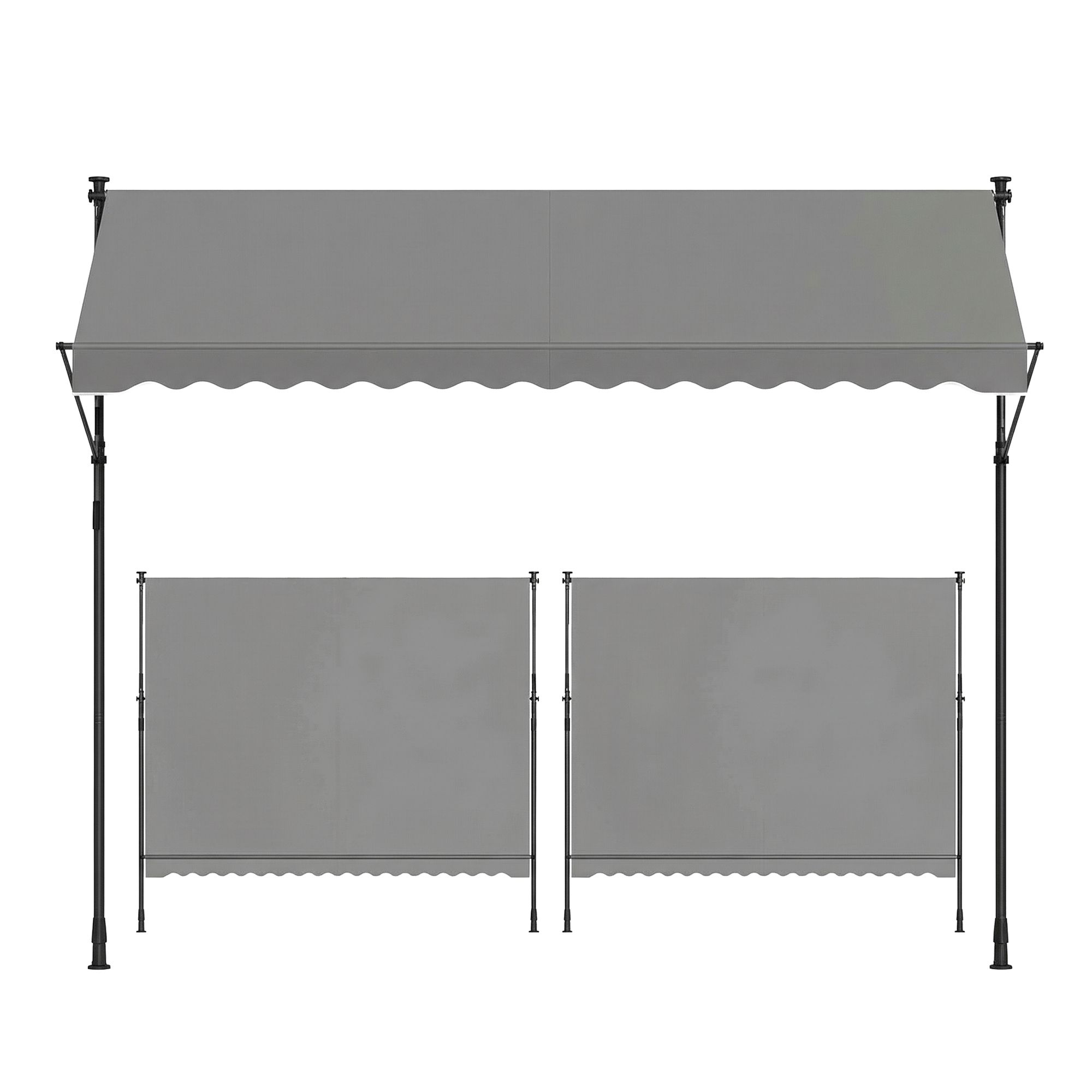 Retractable Awning, Manual Retractable Sunshade, Height-Adjustable with Crank