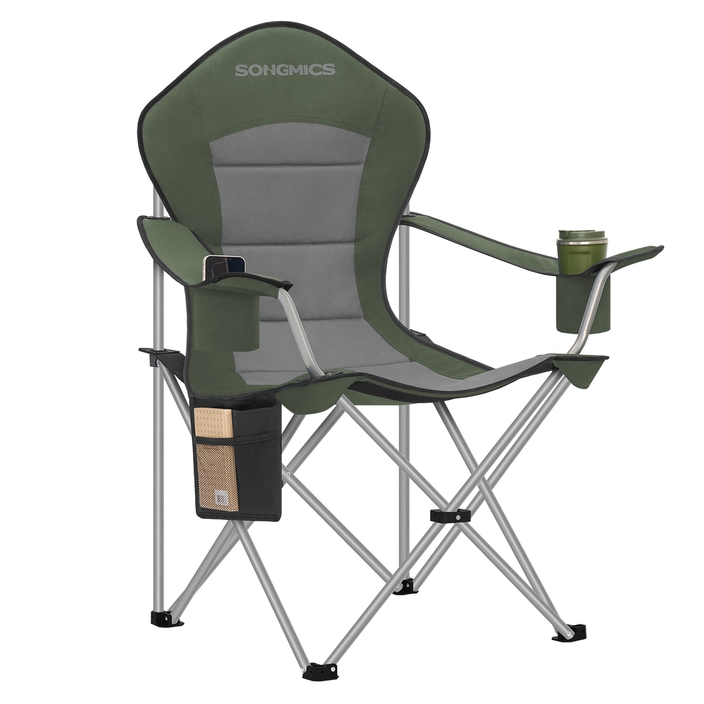 Folding Outdoor Chair with Wide Seat and High Back Green and Grey Folding Outdoor Chair with Wide Seat and High Back Green and Grey