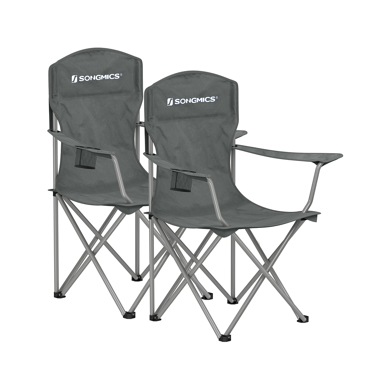Set of 2 Folding Camping Chairs Max. Capacity 150 kg Slate Grey