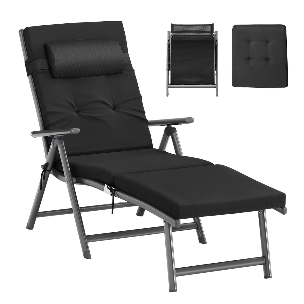 Folding Sun Lounger with 6 cm Thick Mattress
