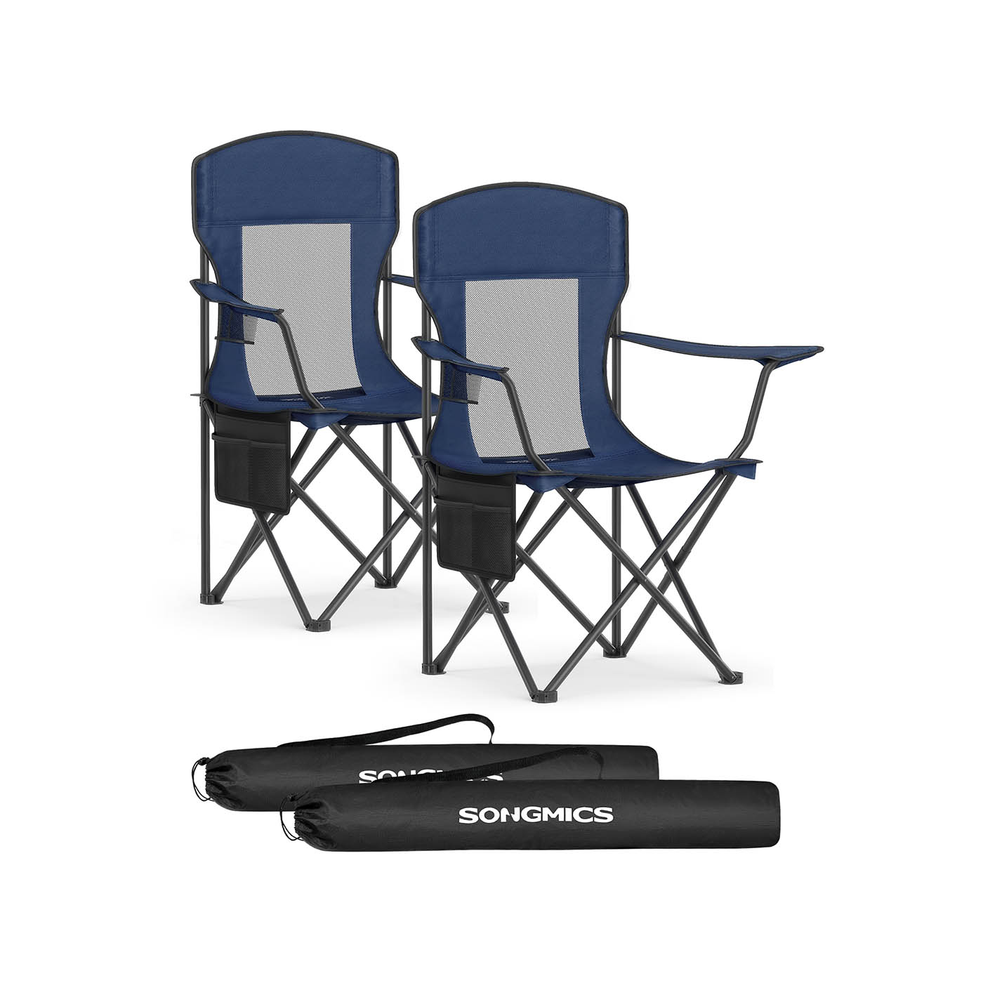 Camping Chairs Set of 2 Adjustable Armrests Cup Holder Harbor Blue Camping Chairs Set of 2 Adjustable Armrests Cup Holder Harbor Blue