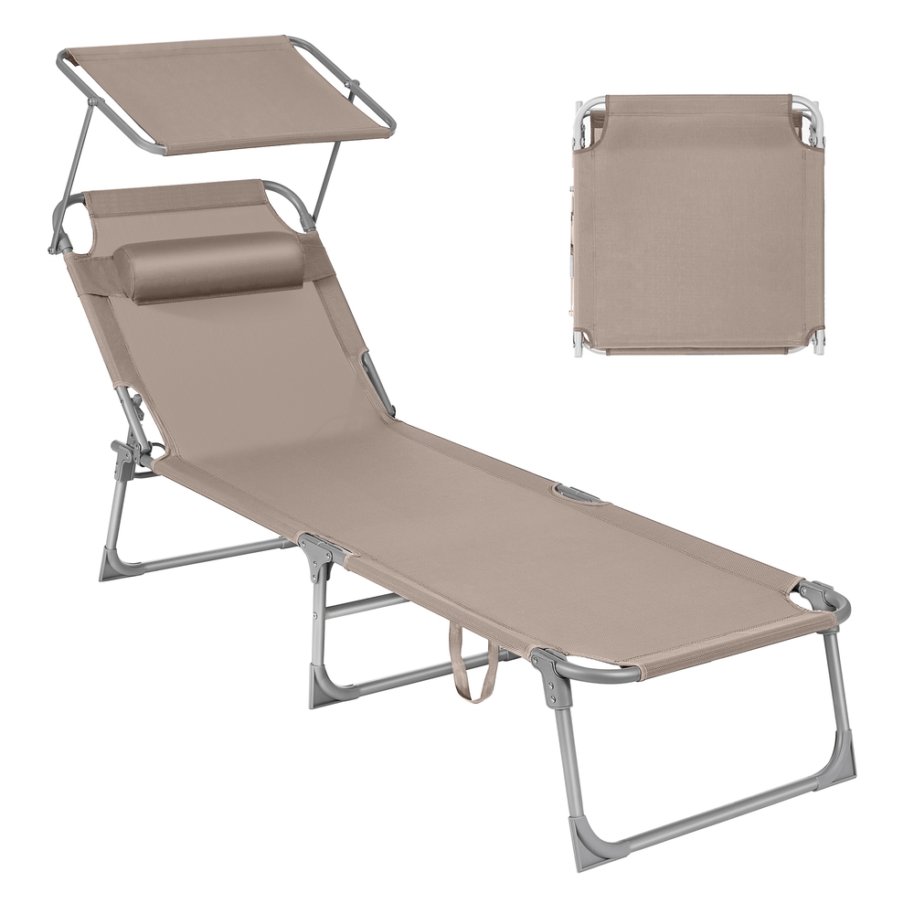 Foldable Sun Lounger with Headrest