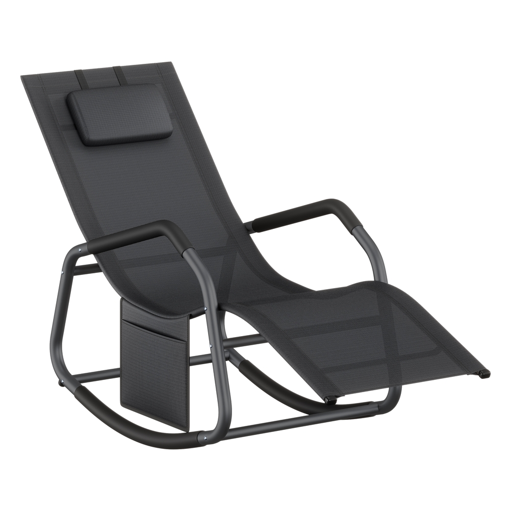 Outdoor Lounger Recliner with Anti-Tipping Stops Ink Black