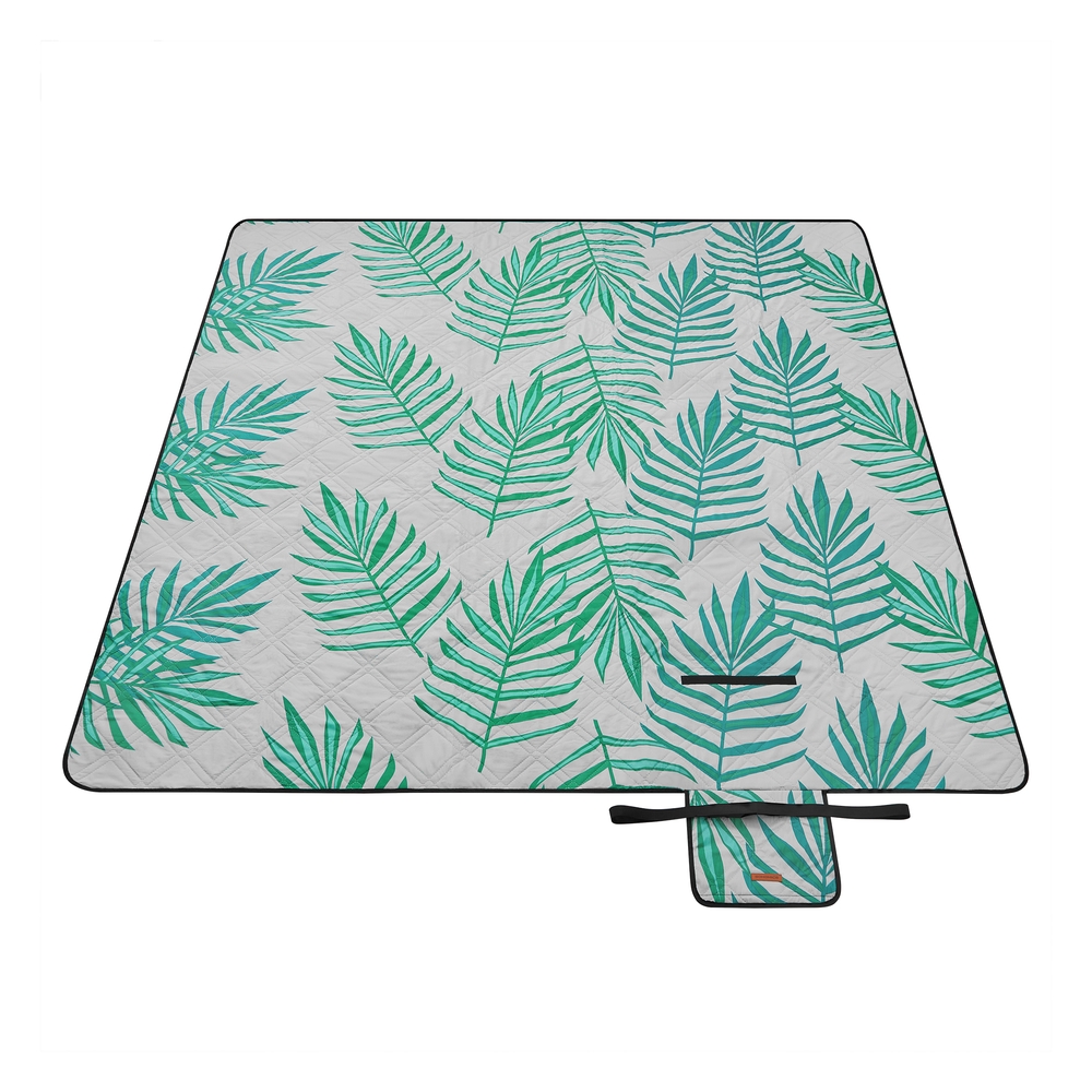 Picnic Blanket 200 x 200 cm Fern Pattern and Grey Picnic Blanket 200 x 200 cm Fern Pattern and Grey