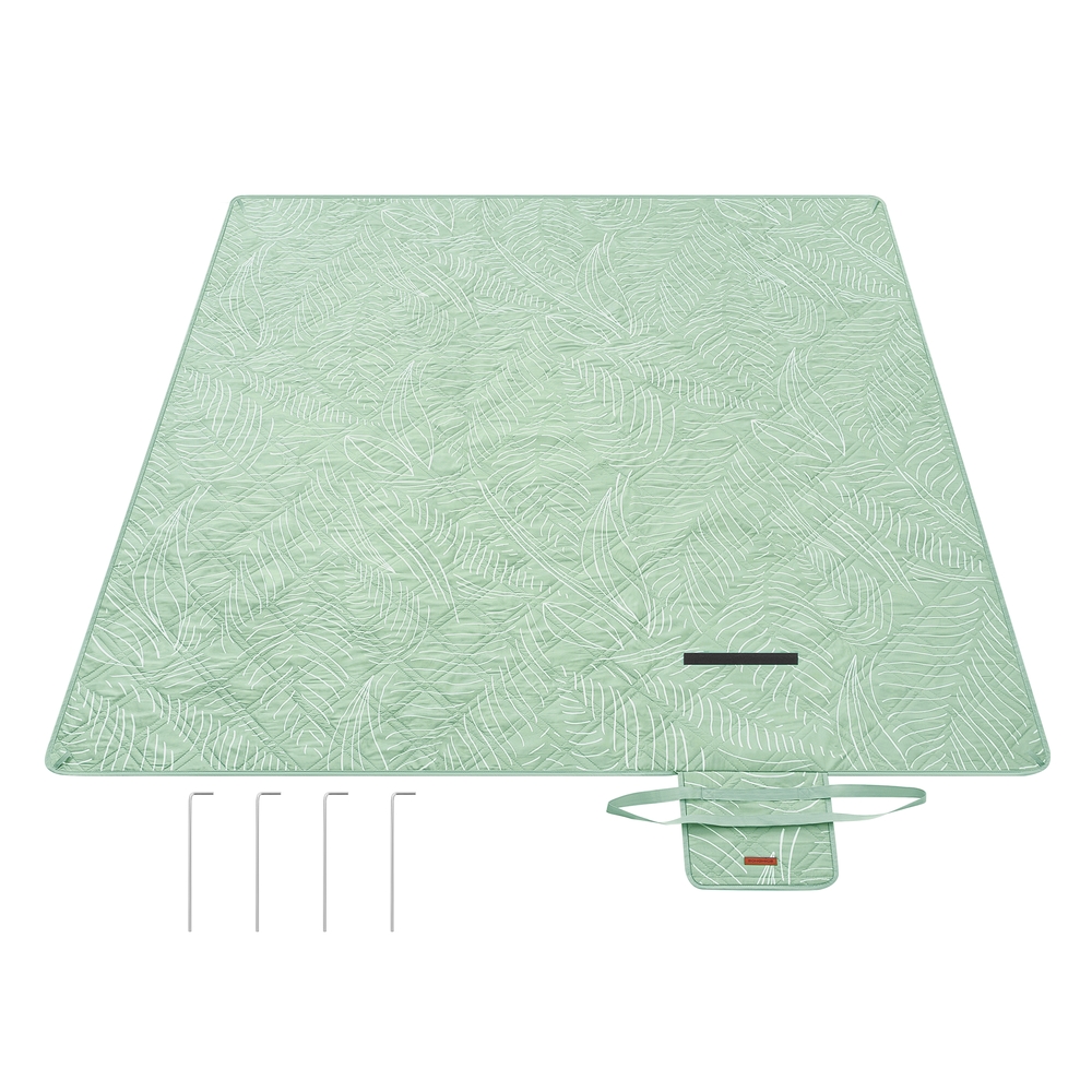 200 x 200 cm Picnic Blanket Leaf Pattern and Mint Green