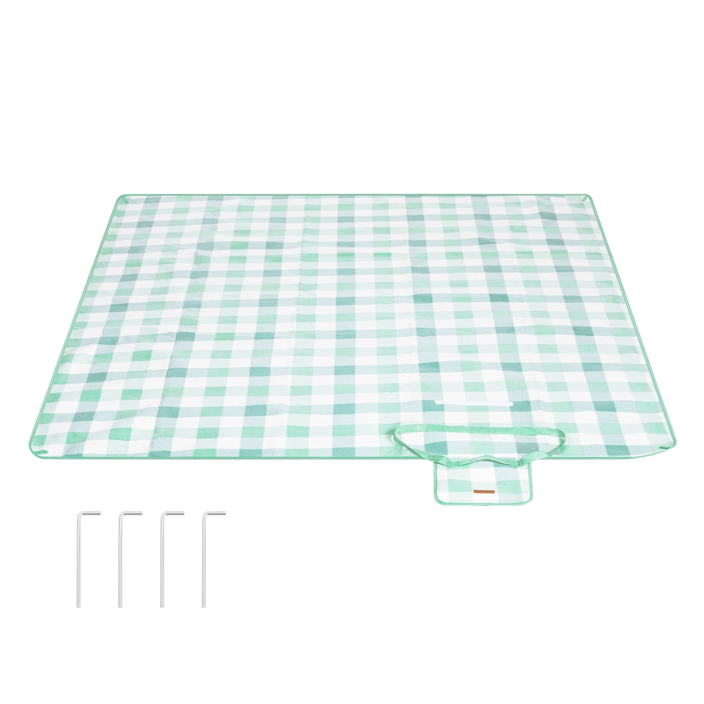 Picnic Blanket 200 x 200 cm Green and White