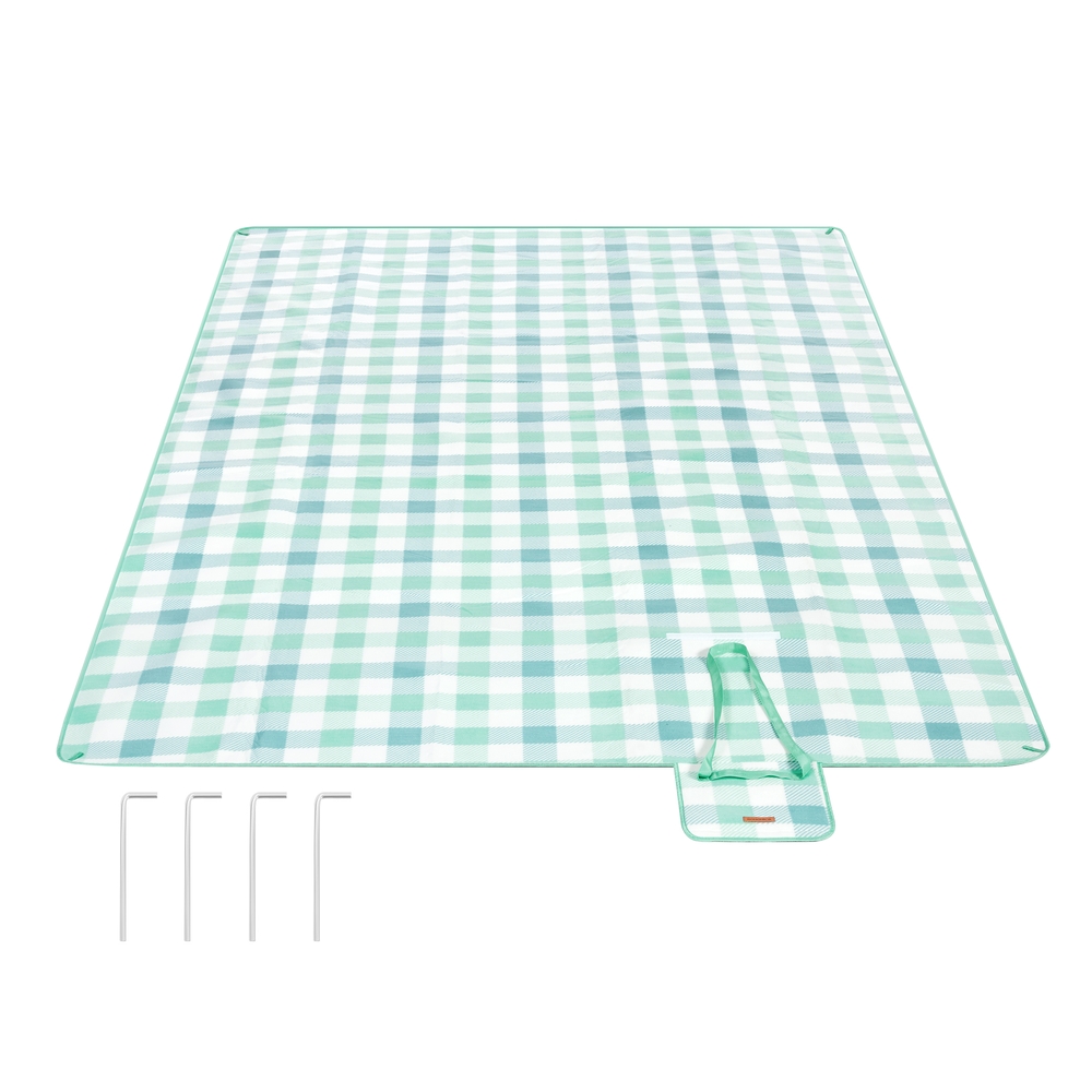 Picnic Blanket 300 x 200 cm Green and White Picnic Blanket 300 x 200 cm Green and White