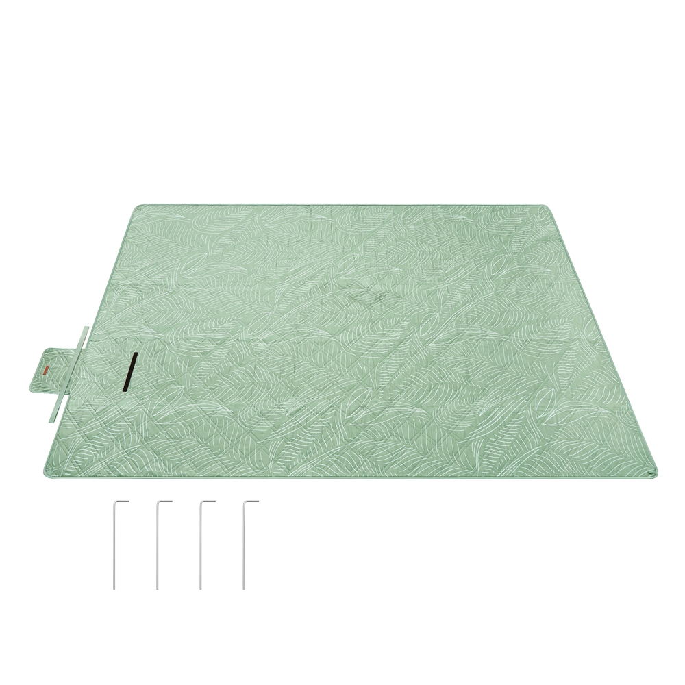 300 x 200 cm Picnic Blanket Leaf Pattern and Mint Green