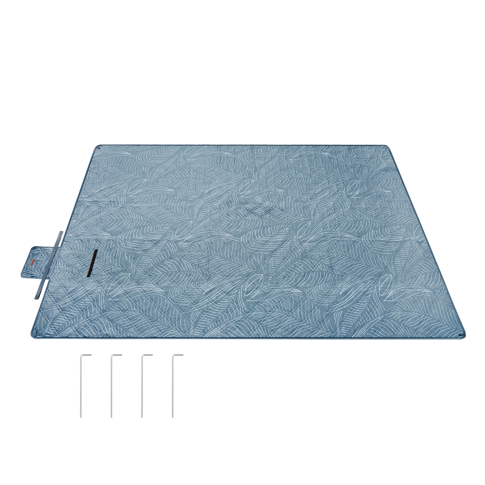 300 x 200 cm Picnic Blanket Leaf Pattern and Light Blue