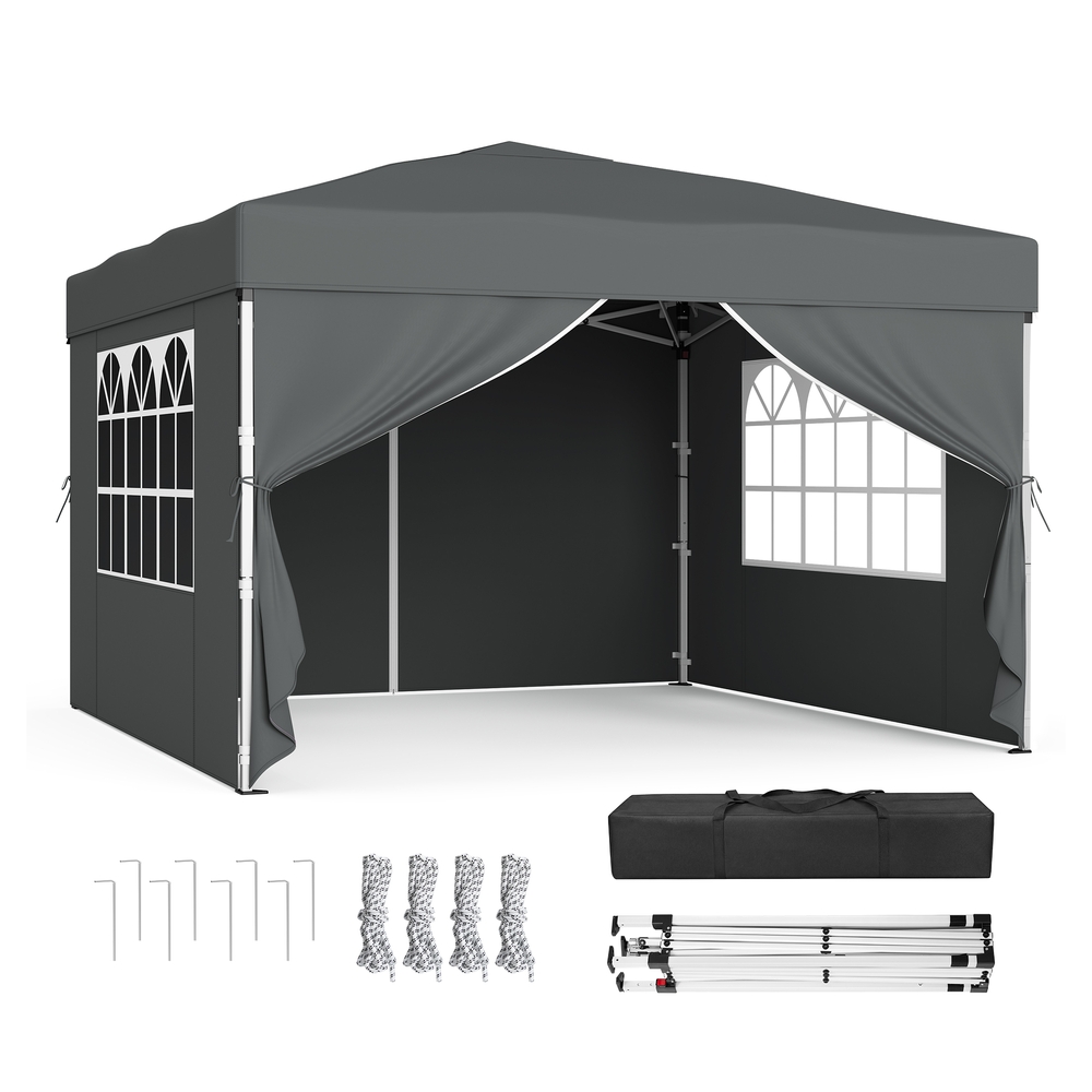 3m x 3m Pop Up Gazebo with Sides for Garden and Patio with UV Protection Dark Grey 3m x 3m Pop Up Gazebo with Sides for Garden and Patio with UV Protection Dark Grey