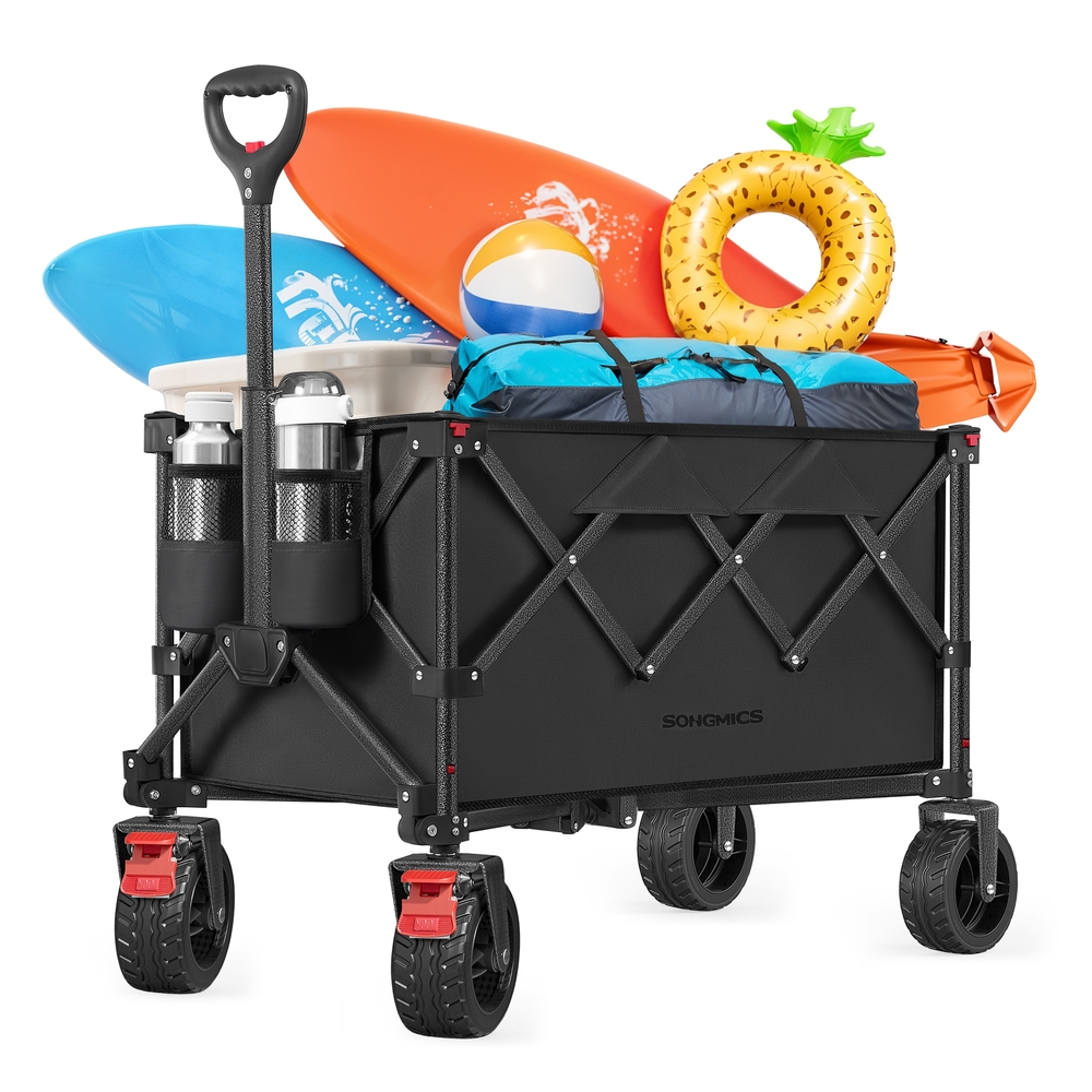 Foldable Trolley with Handle 150 L Holds up to 150 kg Ink Black