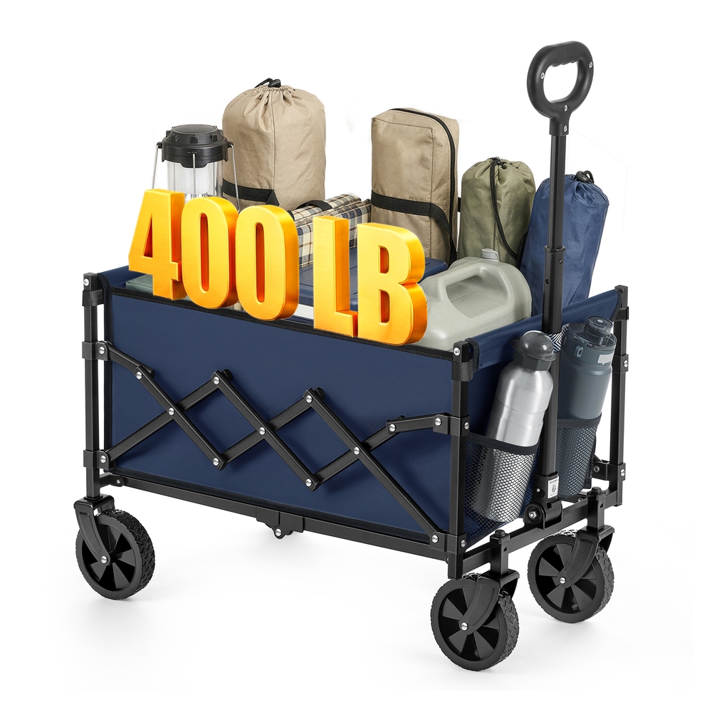 90 L FoldableCamping Trolley with Adjustable Handle and 4 Reinforced Wheels Dove Grey
