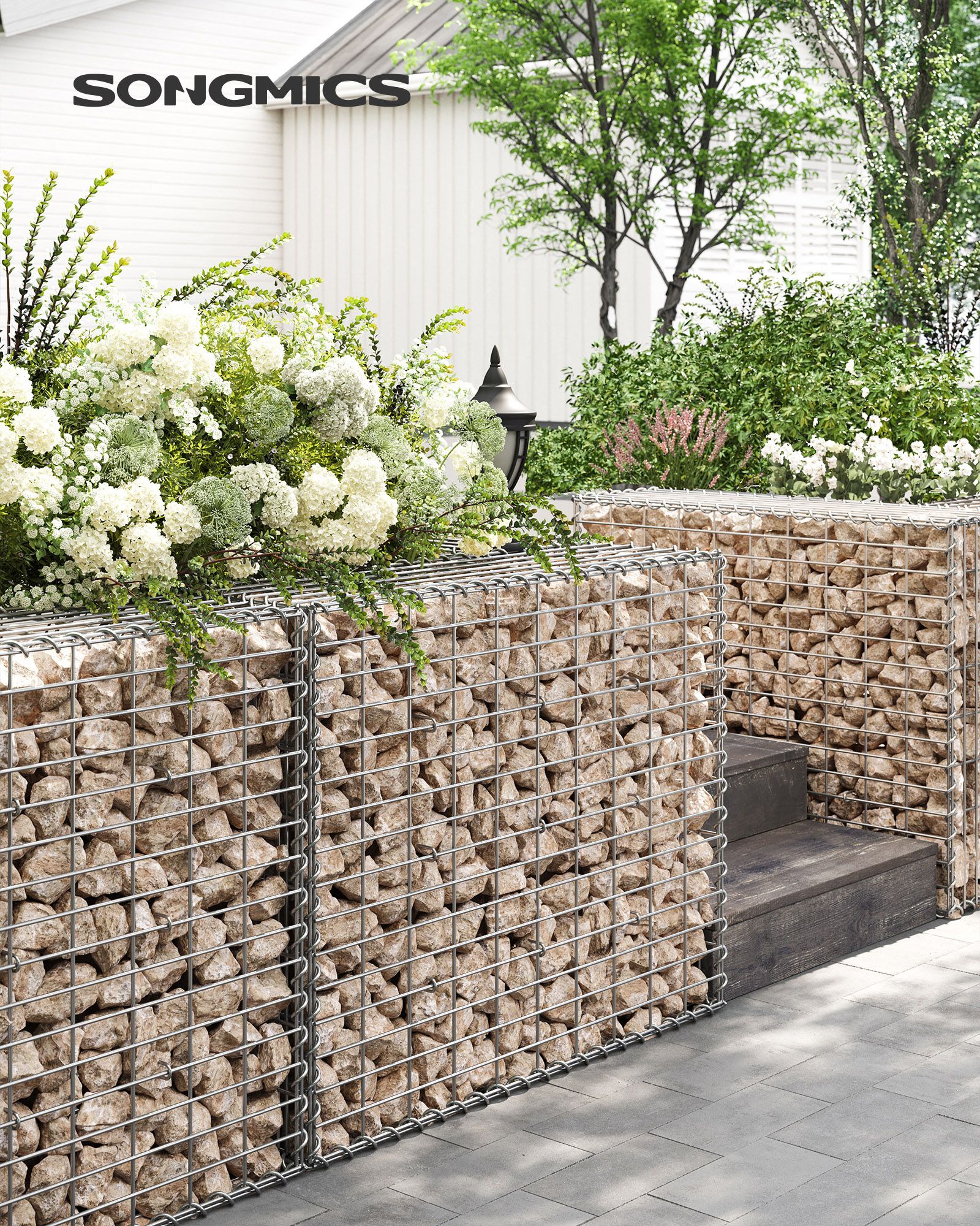 Metal Gabion Cages with 5 x 10 cm Mesh for Stones 100 x 80 x 30 cm