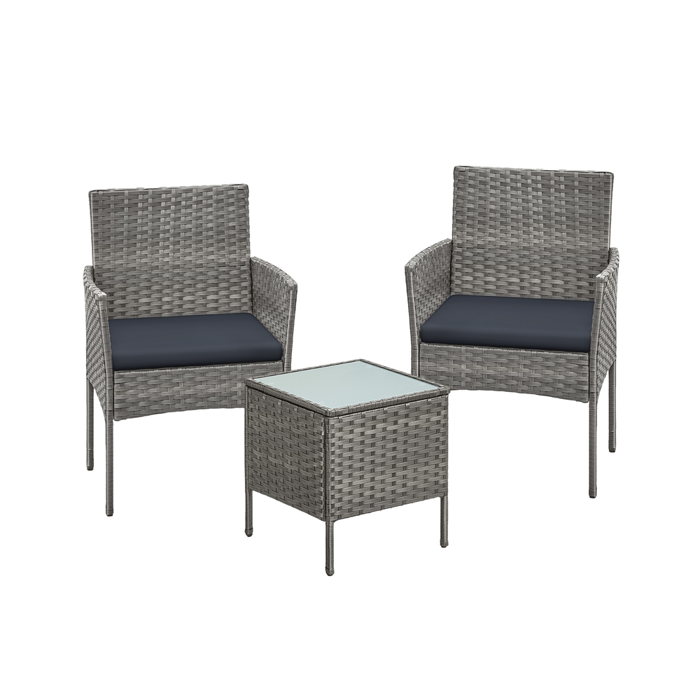 Garden Furniture Set with Table and 2 Chairs Grey