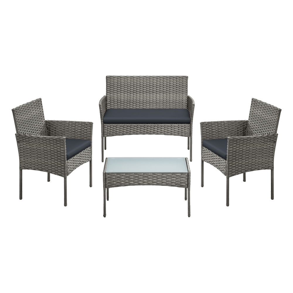 Garden Furniture Set with Table, 2 Chairs and Loveseat Grey