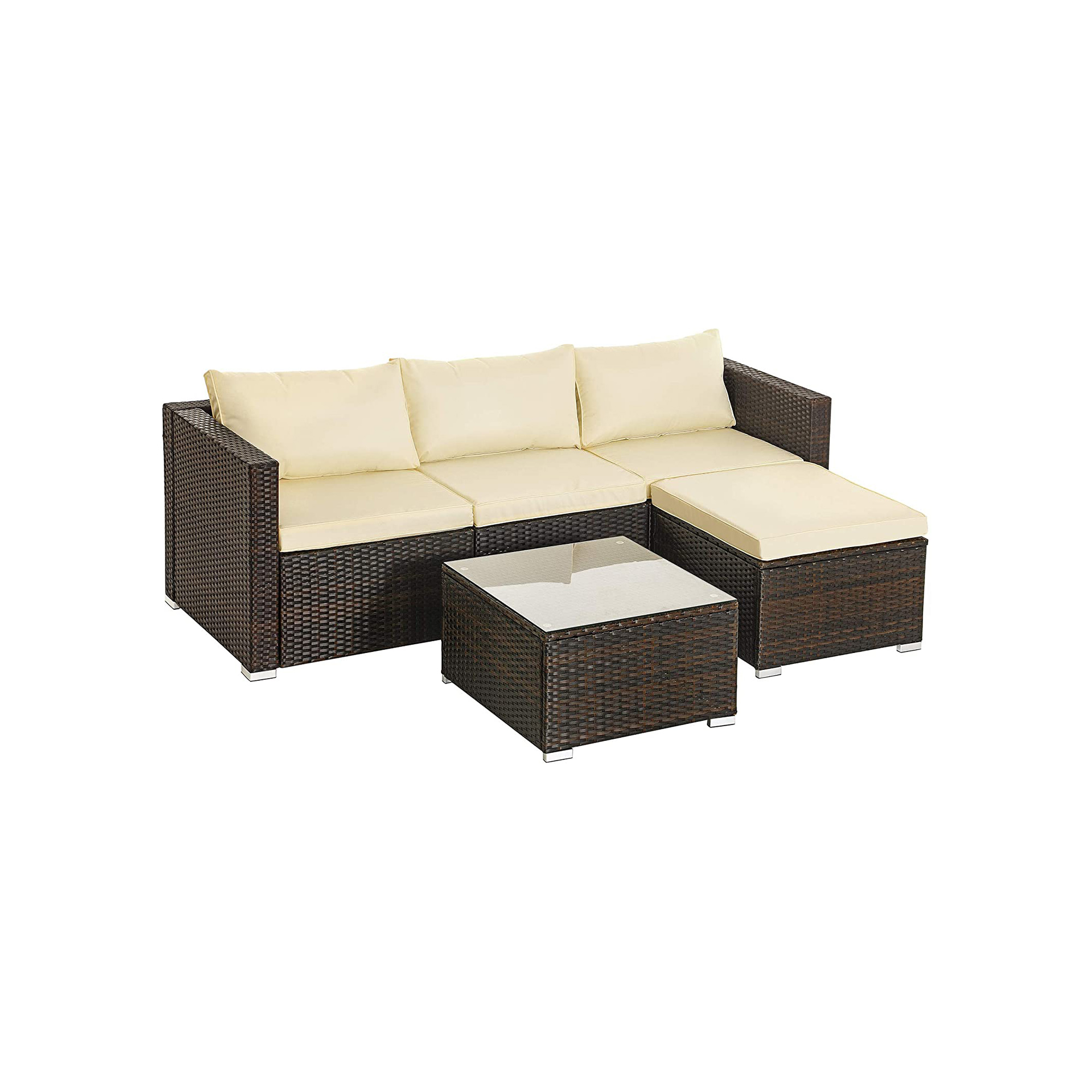 LShaped Outdoor Sofa with GlassTop Table SONGMICS