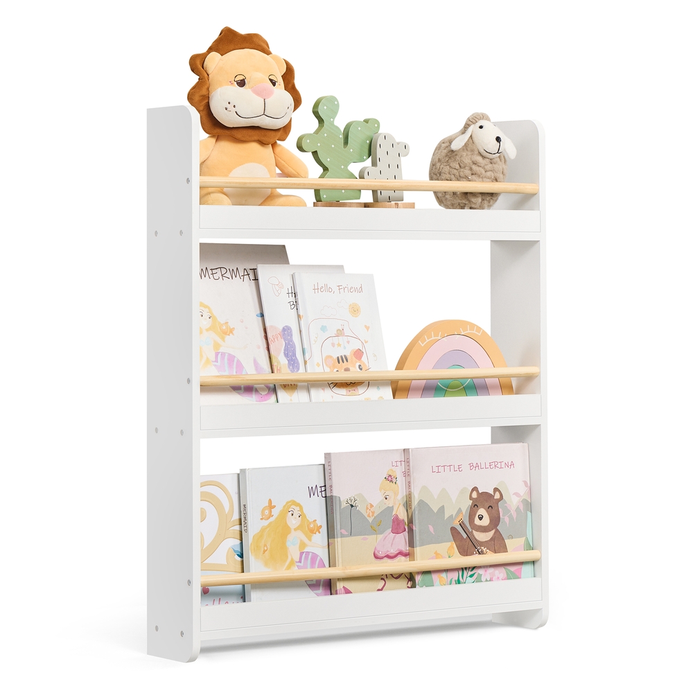 Kids Bookshelf Wall Shelf 3-Tier Children’s Bookcase White and Natural Kids Bookshelf Wall Shelf 3-Tier Children’s Bookcase White and Natural