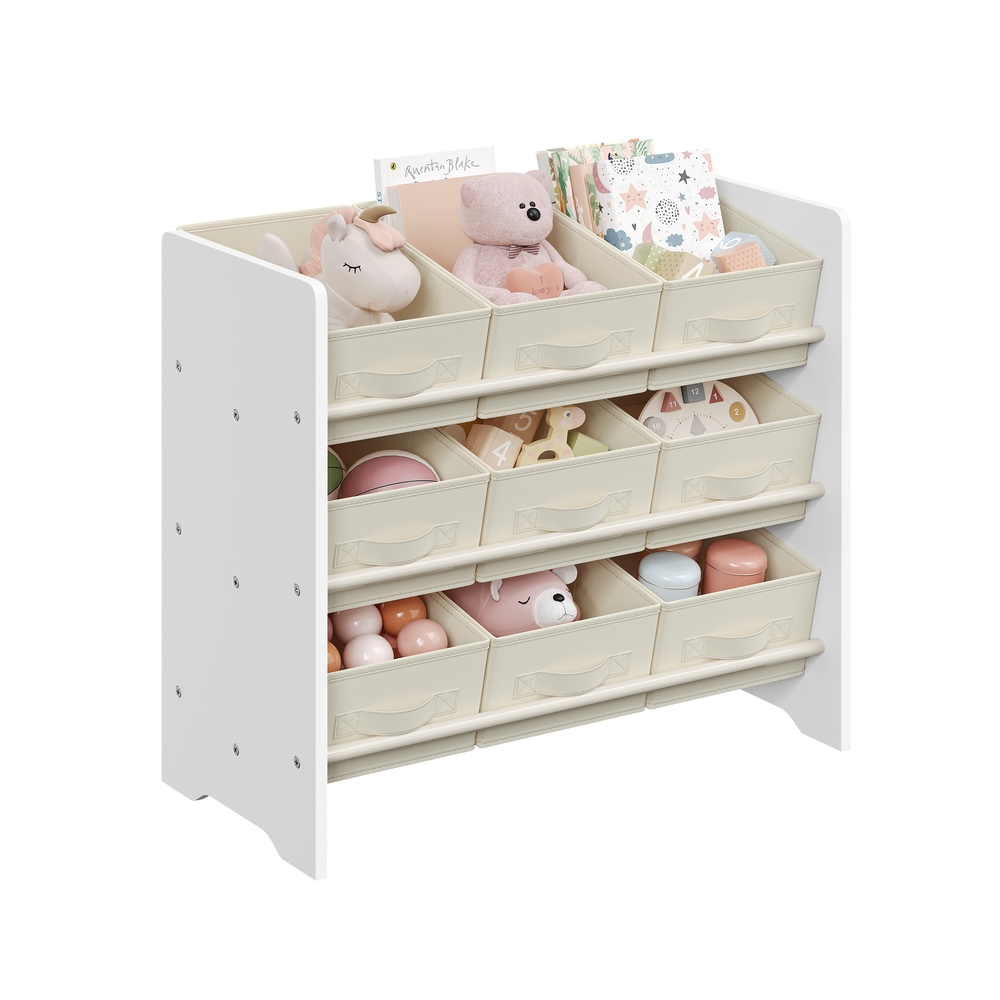 Toy Organiser Kid Toy Shelf with 9 Non-Woven Fabric Boxes Cloud White