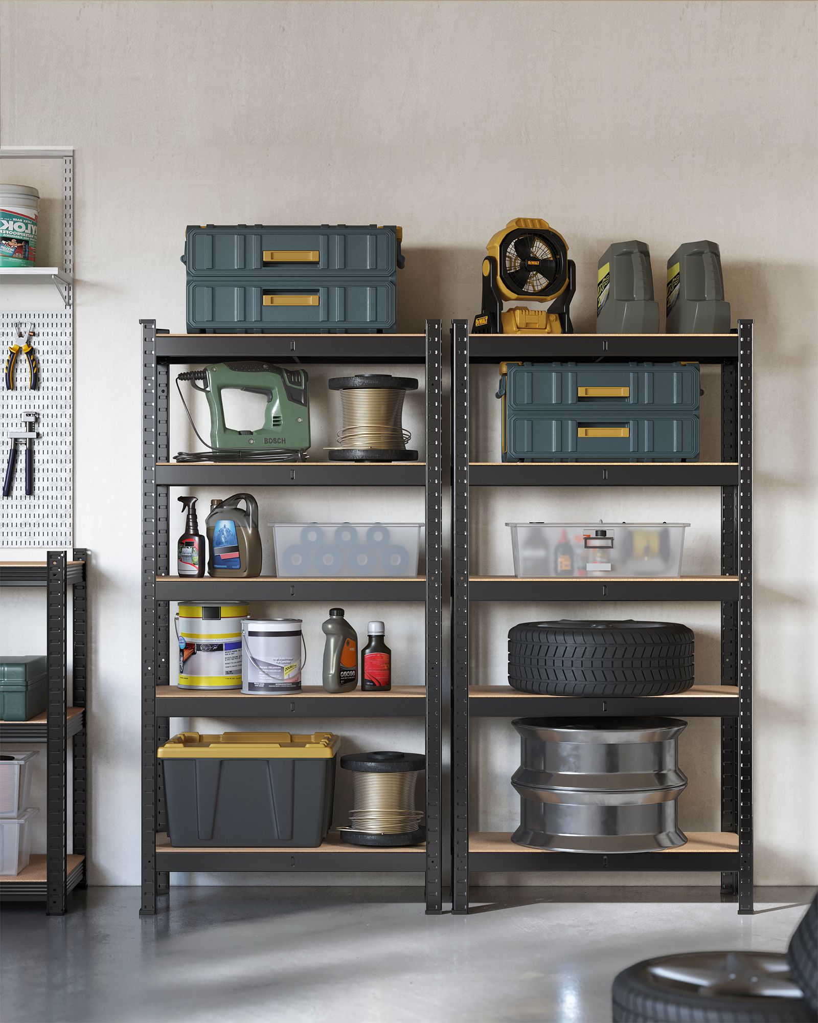 Set of 2 Shelving Units with 5 Shelves