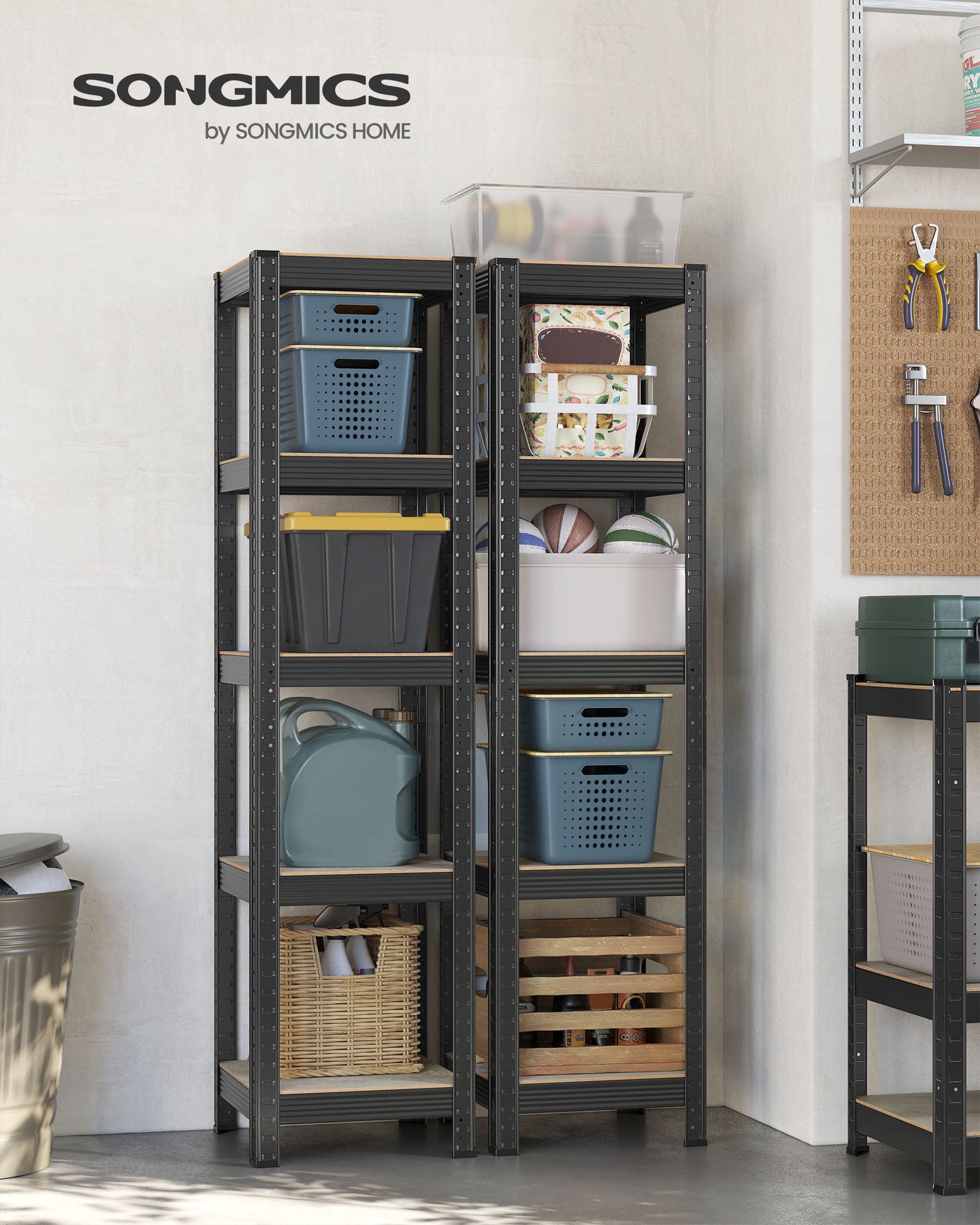 Set of 2 Shelving Units Greige and Black