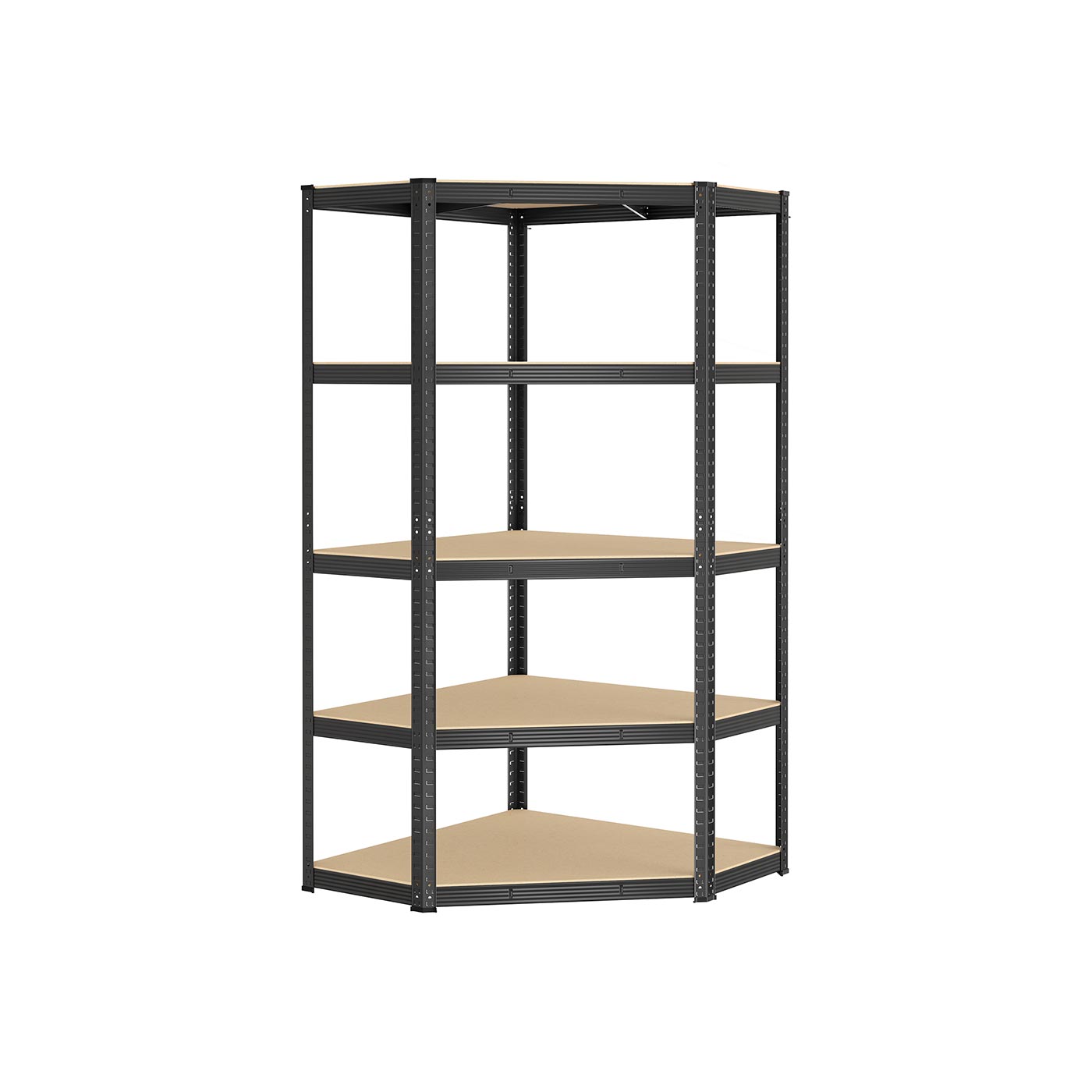Corner Shelf 5-Tier Heavy Duty Loads 875 kg Ink Black and Natural Beige Corner Shelf 5-Tier Heavy Duty Loads 875 kg Ink Black and Natural Beige