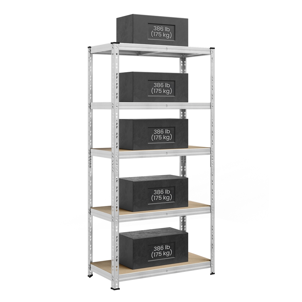 Heavy duty metal storage shelf with adjustable shelves Silver