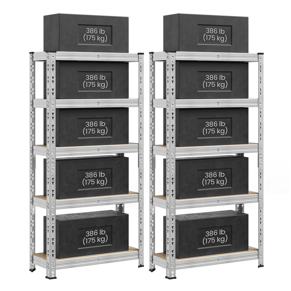 Heavy duty metal storage shelf with adjustable shelves Silver