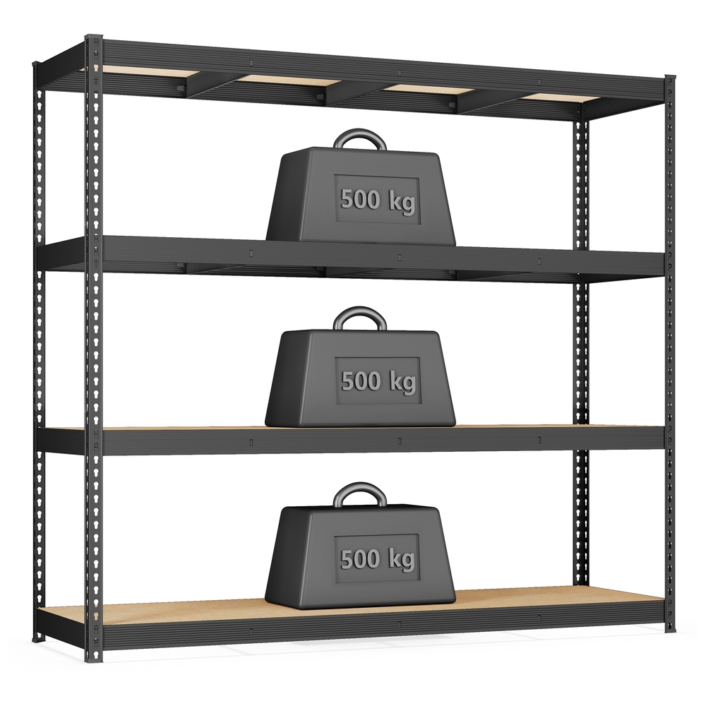 Heavy Duty Shelving Unit Garage Shelves 4-Tier 60 x 200 x 183 cm Ink Black