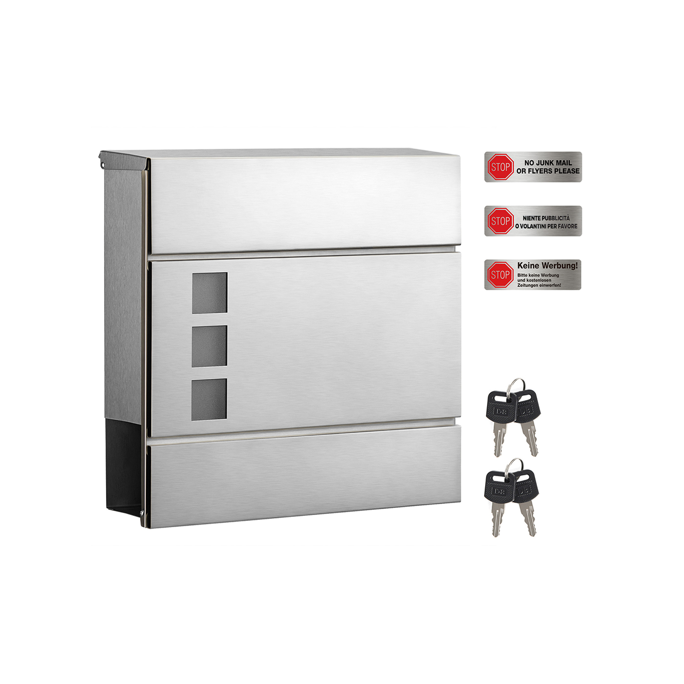 Modern Stainless Steel Post Box with Newspaper Holder