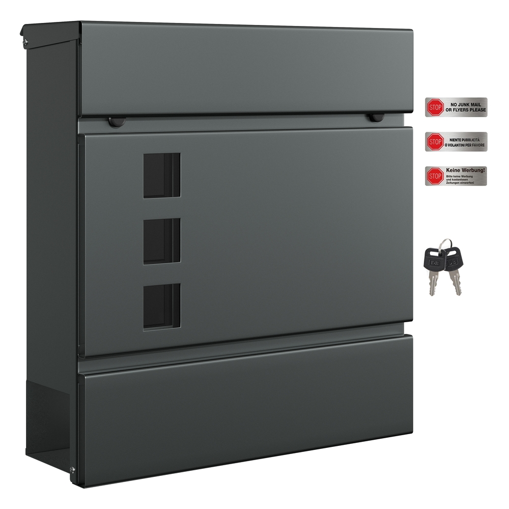 Lockable Wall-Mounted Post Letter Box with Newspaper Holder Lockable Wall-Mounted Post Letter Box with Newspaper Holder