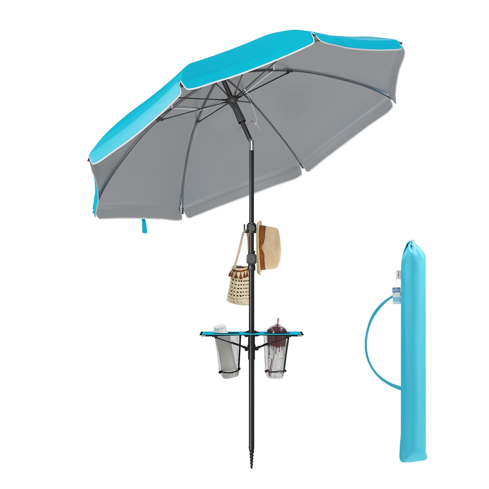 Garden Parasol UPF 50+ Sun Protection 30° Double-Side Tilt Blue
