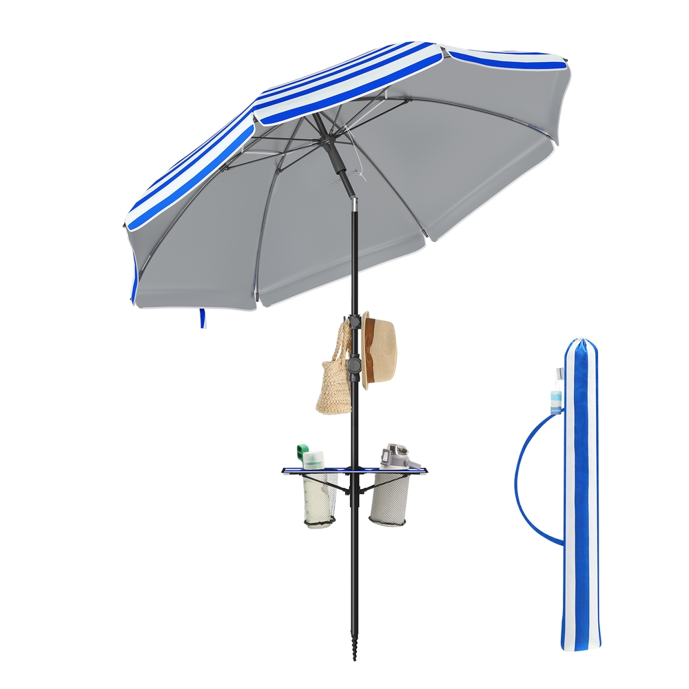 Garden Parasol UPF 50+ Sun Protection 30° Double-Side Tilt Blue and White Garden Parasol UPF 50+ Sun Protection 30° Double-Side Tilt Blue and White