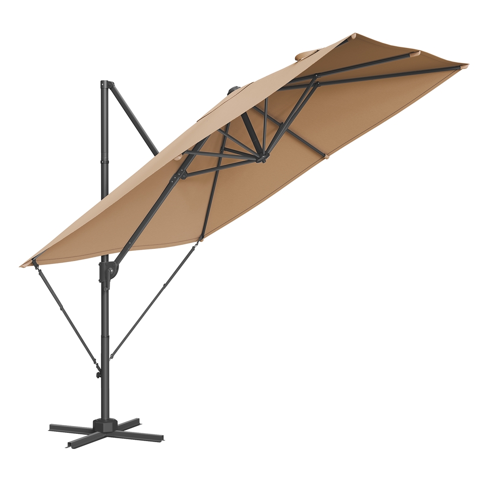UPF 50+ Cantilever Garden Parasol 2.7 x 2.7 m Camel Brown