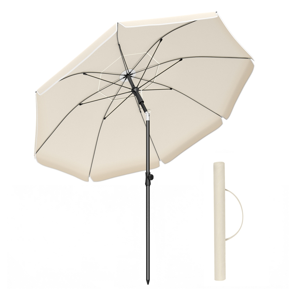 1.8m Garden Parasol with 30° Tilt in 2 Directions and Portable Carry Bag Beige