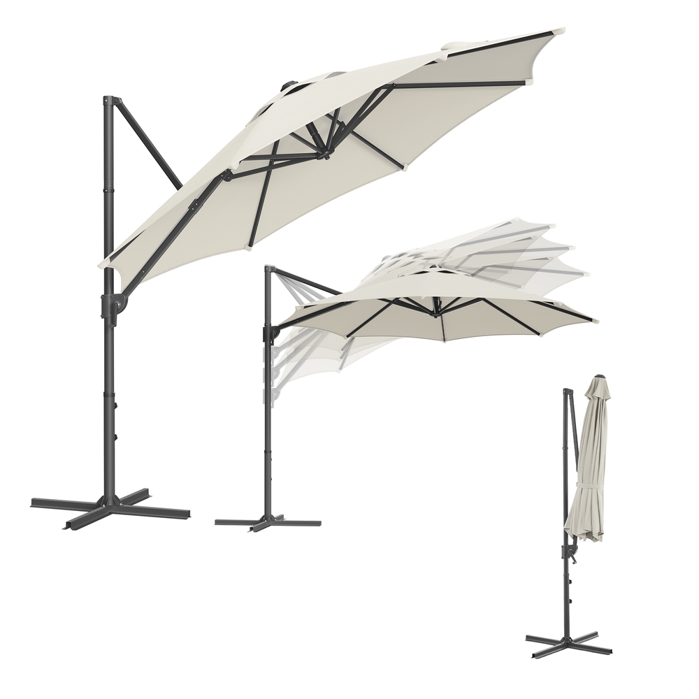 UPF 50+ Garden Parasol Patio Umbrella Dia. 3 m Cream White UPF 50+ Garden Parasol Patio Umbrella Dia. 3 m Cream White