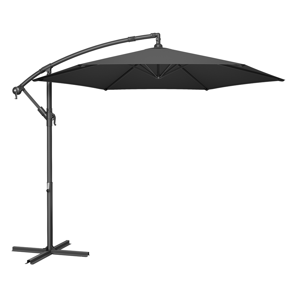 Cantilever 3 m Garden Parasol Umbrella with Base, Grey Cantilever 3 m Garden Parasol Umbrella with Base, Grey