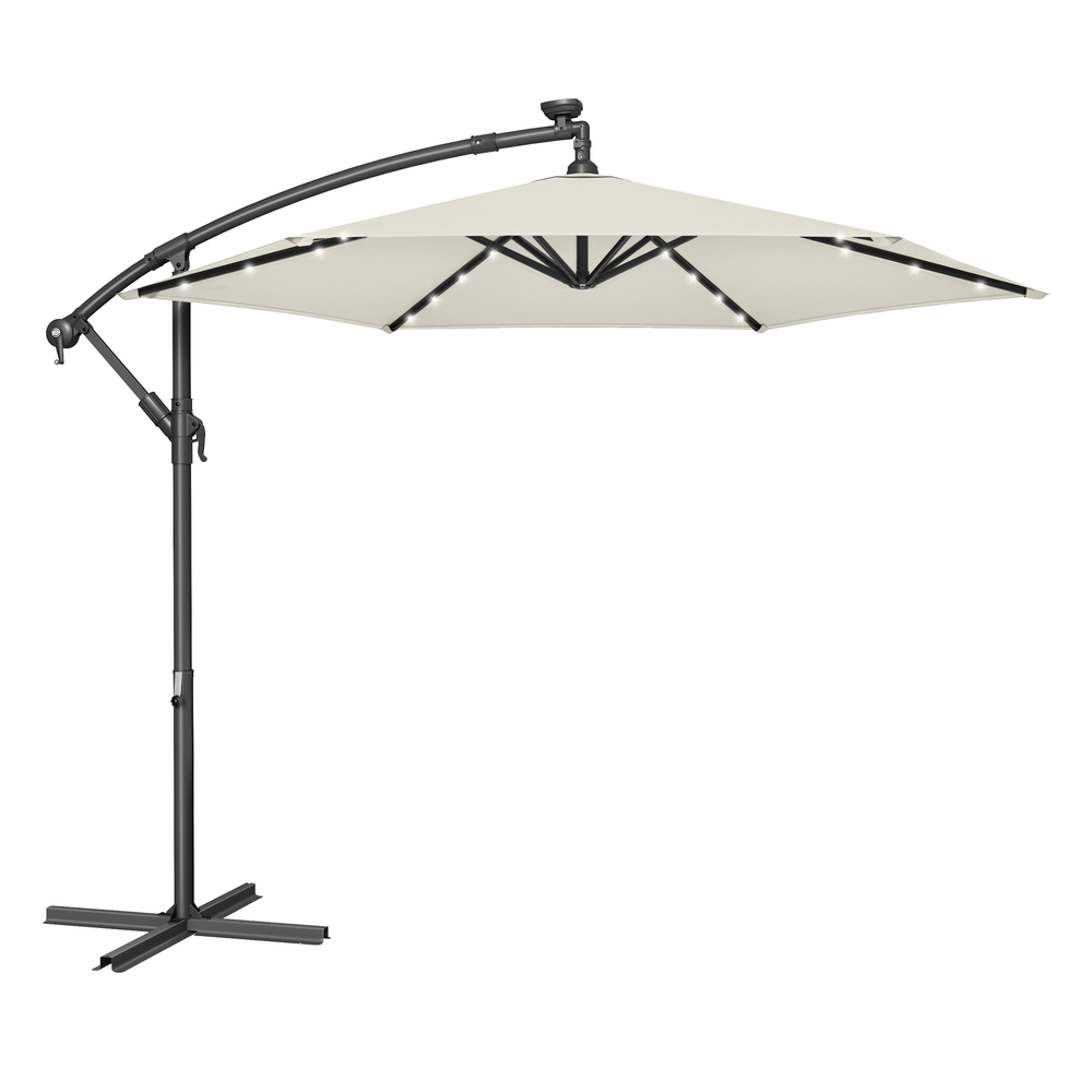 Cantilever 3 m Garden Parasol Umbrella with LED, Beige