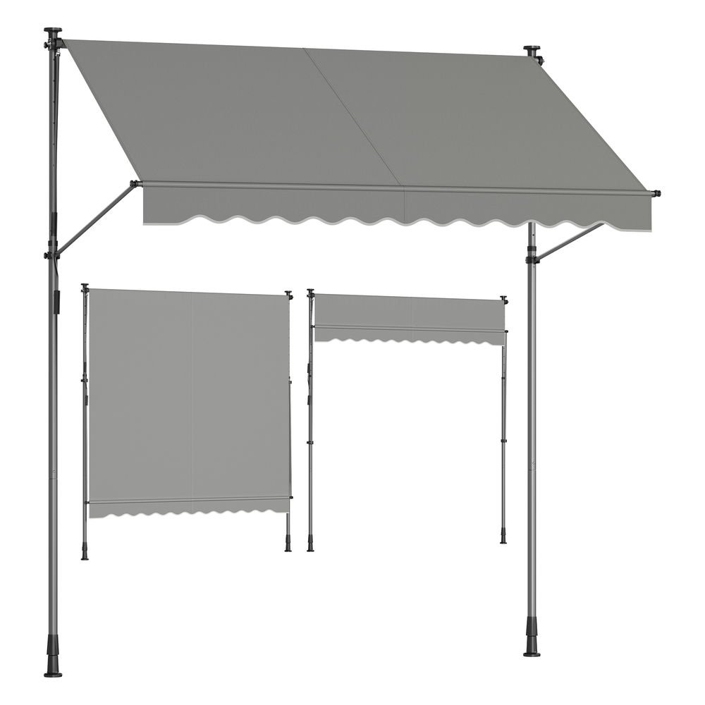 250 x 120 cm Manual Retractable Awning for Balcony Dove Grey