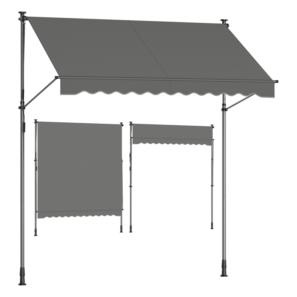 250 x 120 cm Manual Retractable Awning Anthracite Grey