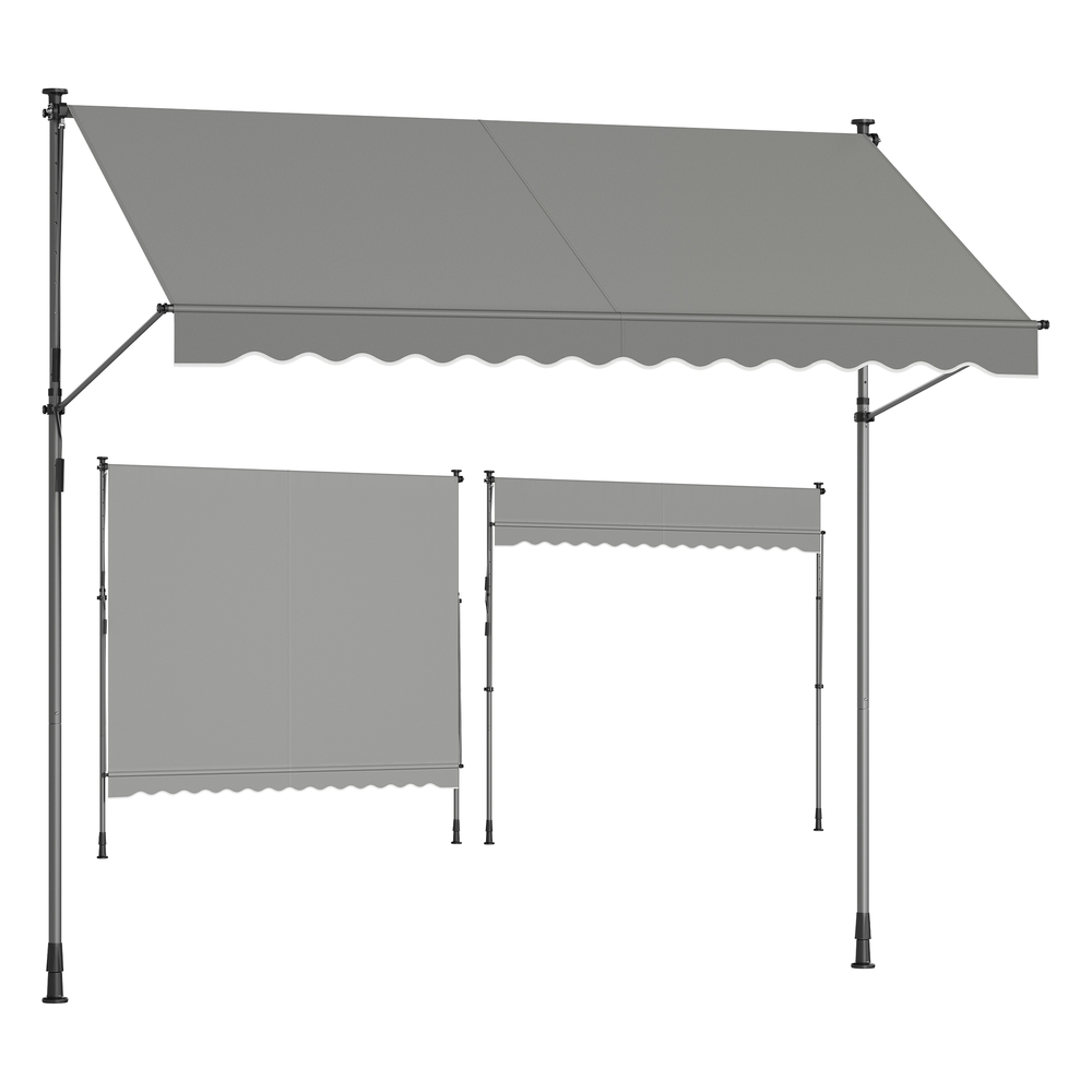 300 x 120 cm Manual Retractable Awning for Balcony Dove Grey
