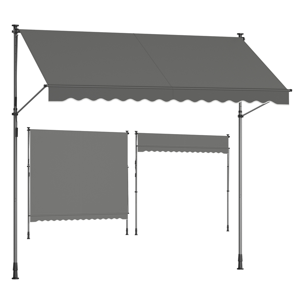 300 x 120 cm Height-Adjustable Awning Anthracite Grey