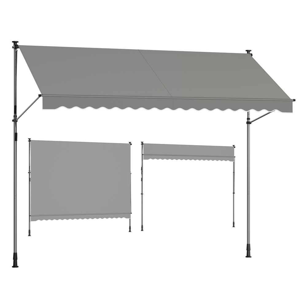 350 x 120 cm Manual Retractable Awning for Balcony Dove Grey