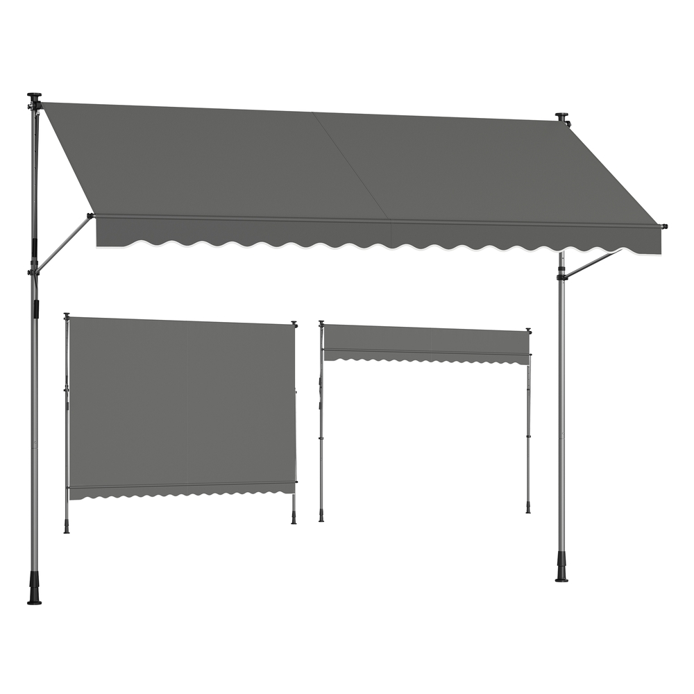350 x 120 cm Manual Retractable Awning Anthracite Grey