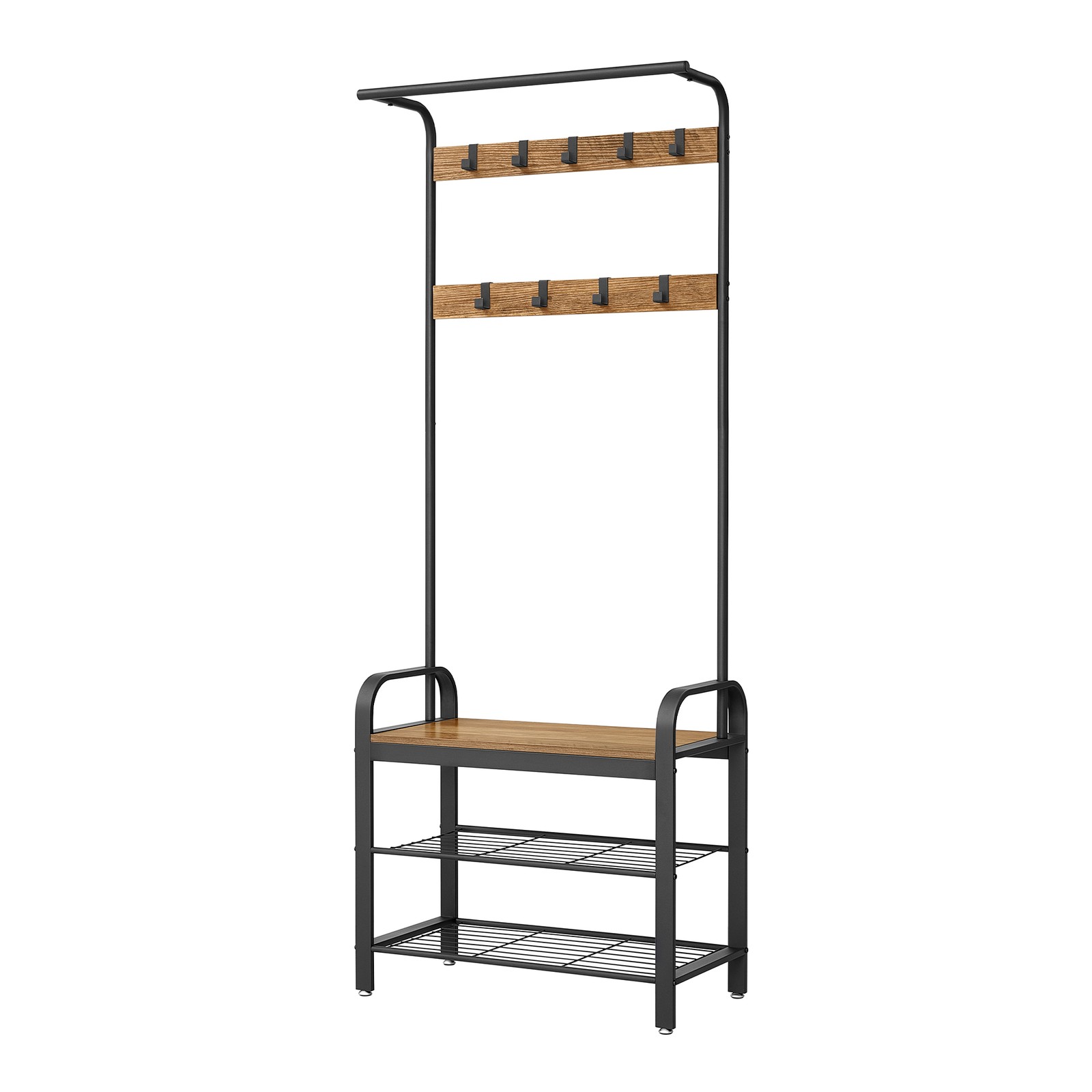 Coat Rack, Coat Stand with Shoe Storage Bench, 4-in-1 Design