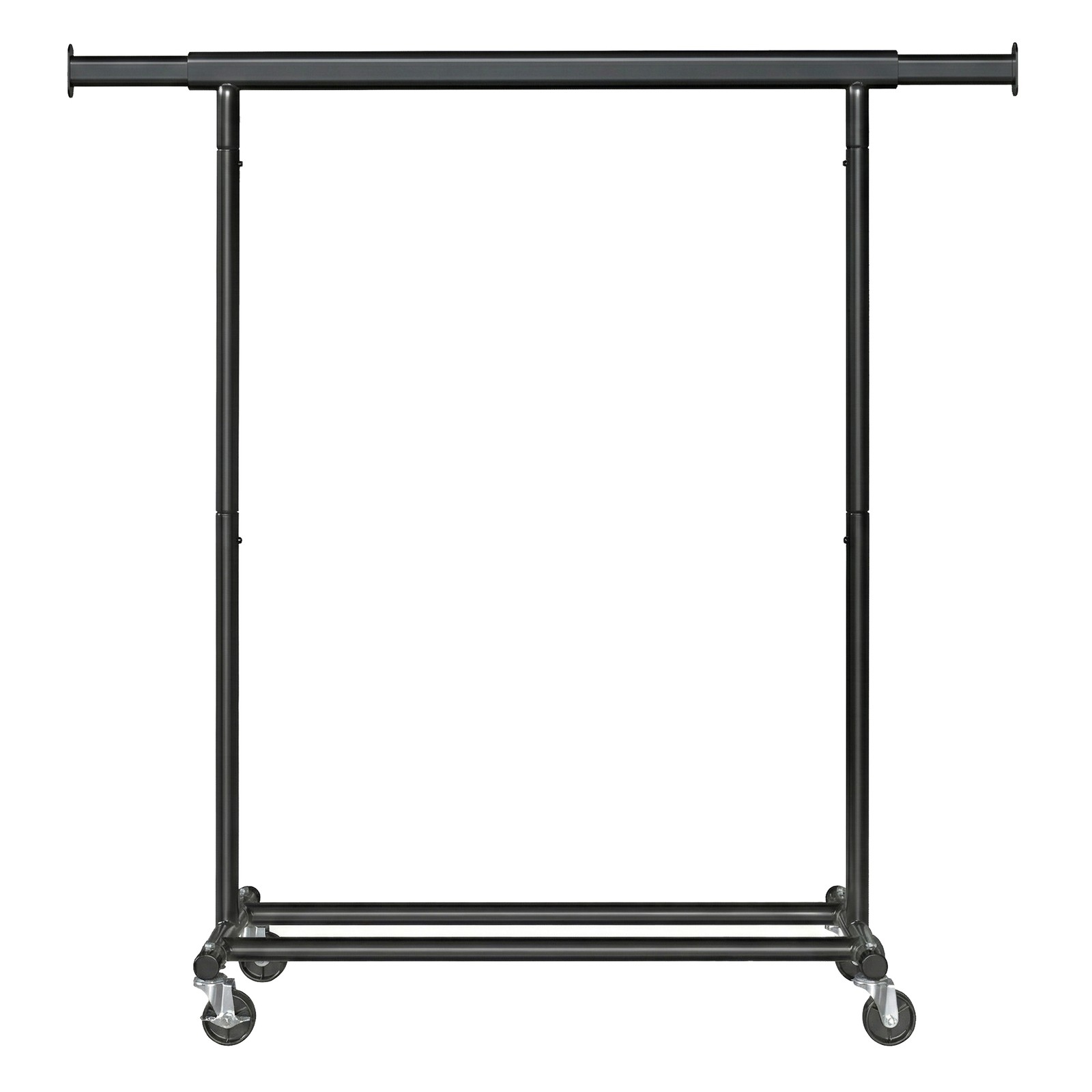 Garment Rail with Wheels, Adjustable Clothes Rack for Bedroom, Heavy Duty, Easy Assembly, Black Garment Rail with Wheels, Adjustable Clothes Rack for Bedroom, Heavy Duty, Easy Assembly, Black