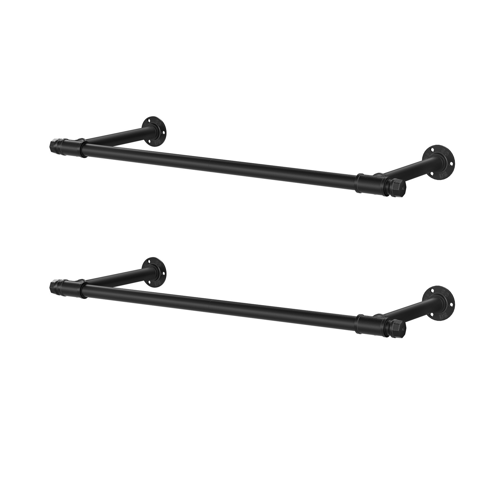 2 Pack Clothes Rack Wall-Mounted, Industrial Pipe Clothing Rack, Space-Saving Garment Rack